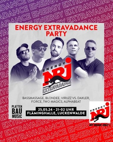 Party-Ankündigung für "Energy Extravadance" mit Datum und Ort.